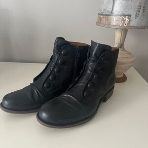 Miz Mooz Women’s Dark Blue Button Ankle Boots